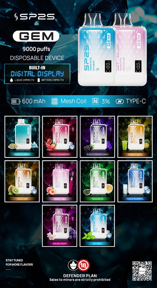 SP2S 9000口 拋棄式9000拋棄式，帶LED屏顯示電量+油量，新技術更省油